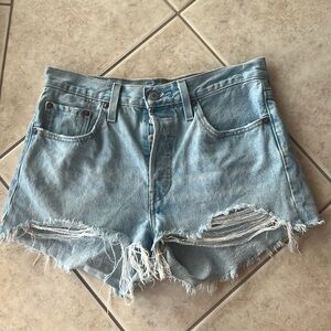 Levi’s 501 high rise jean shorts, size 28